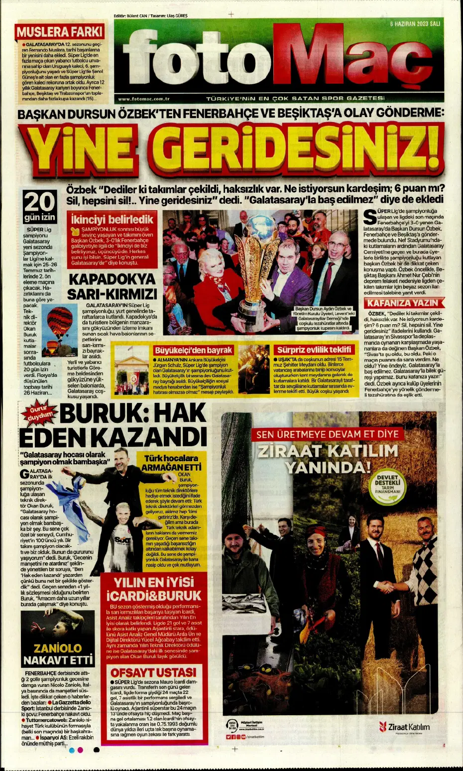 "Devler Ligi'ne süper Aslan" | Sporun manşetleri (6 Haziran 2023) - 11