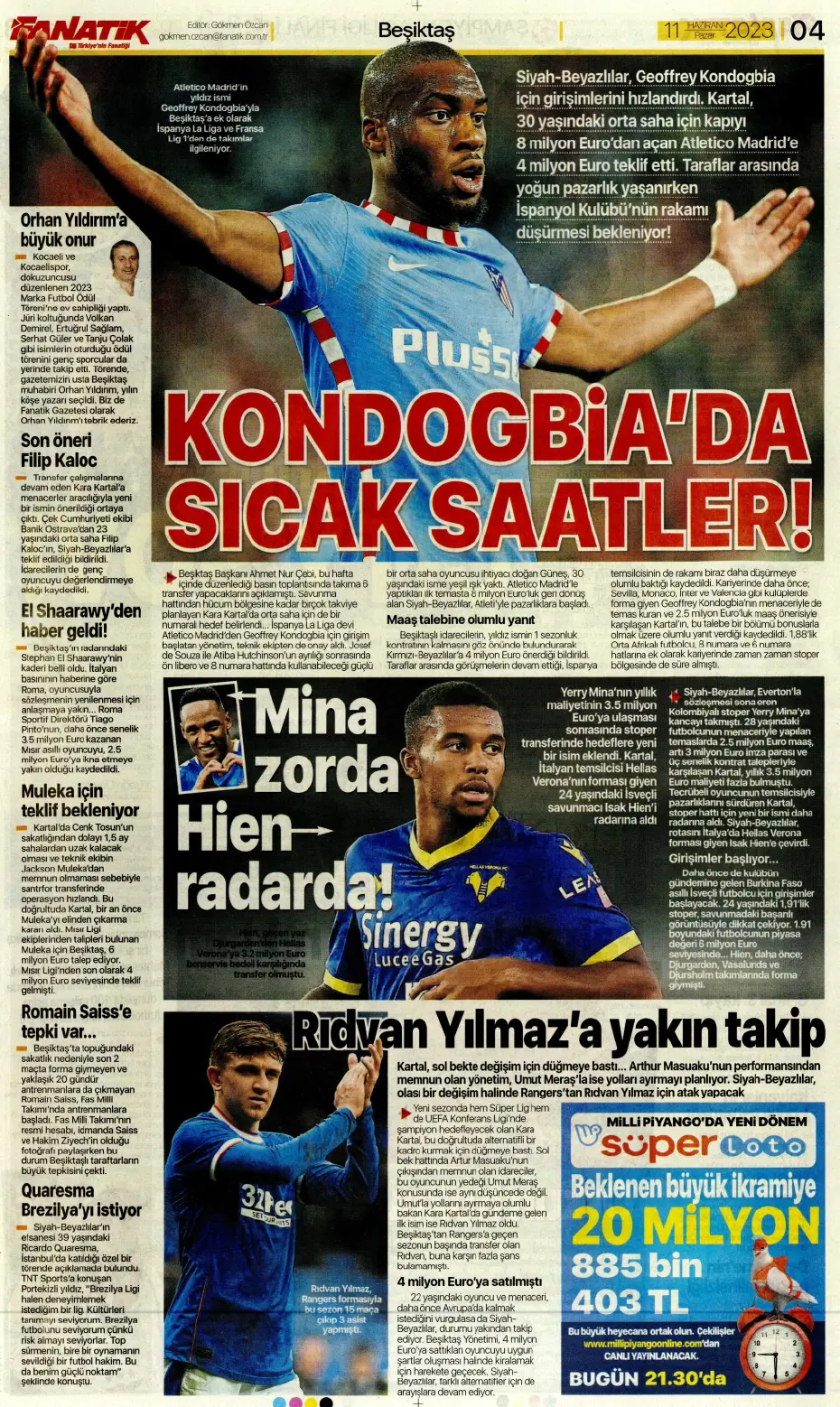 "F.Bahçe'ye veda etti" | Sporun manşetleri (11 Haziran 2023) - 5