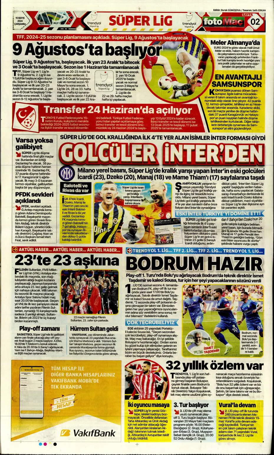 "Mourinho'ya 100 milyon euro" | Sporun manşetleri (15 Mayıs 2024) - 8