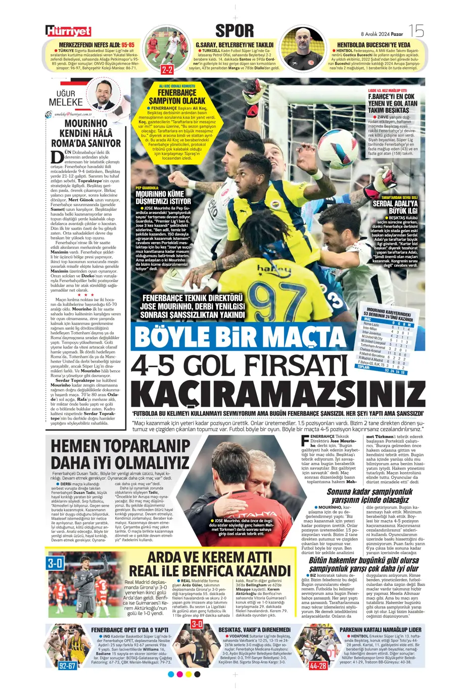 "Derbider Mourinho" | Sporun manşetleri - 14 "Derbider Mourinho" | Sporun manşetleri - 14