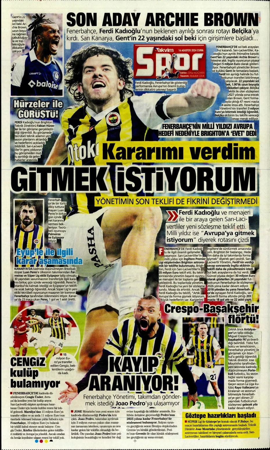 "Mateo Kovacic adım adım Fenerbahçe'ye" | Sporun manşetleri - 31 "Mateo Kovacic adım adım Fenerbahçe'ye" | Sporun manşetleri - 31