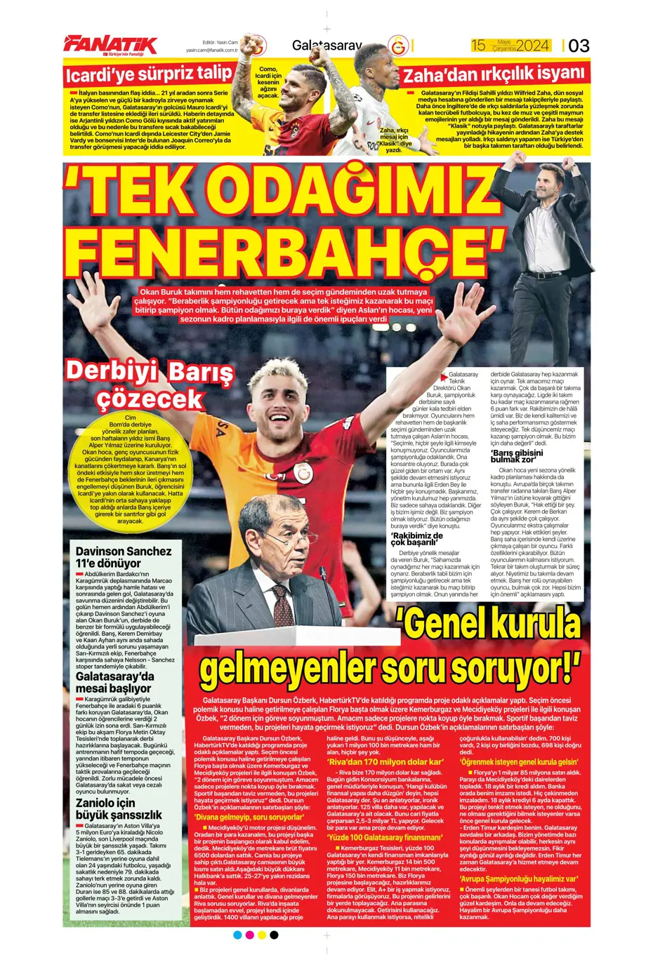 "Mourinho'ya 100 milyon euro" | Sporun manşetleri (15 Mayıs 2024) - 5