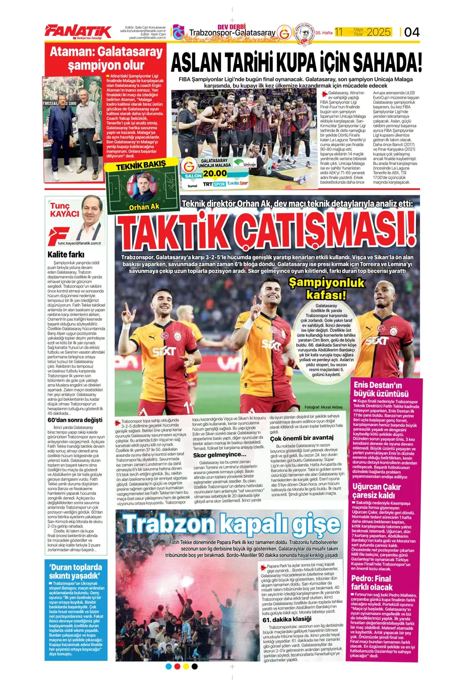 "Cimbom şampiyo..." | Sporun manşetleri - 5