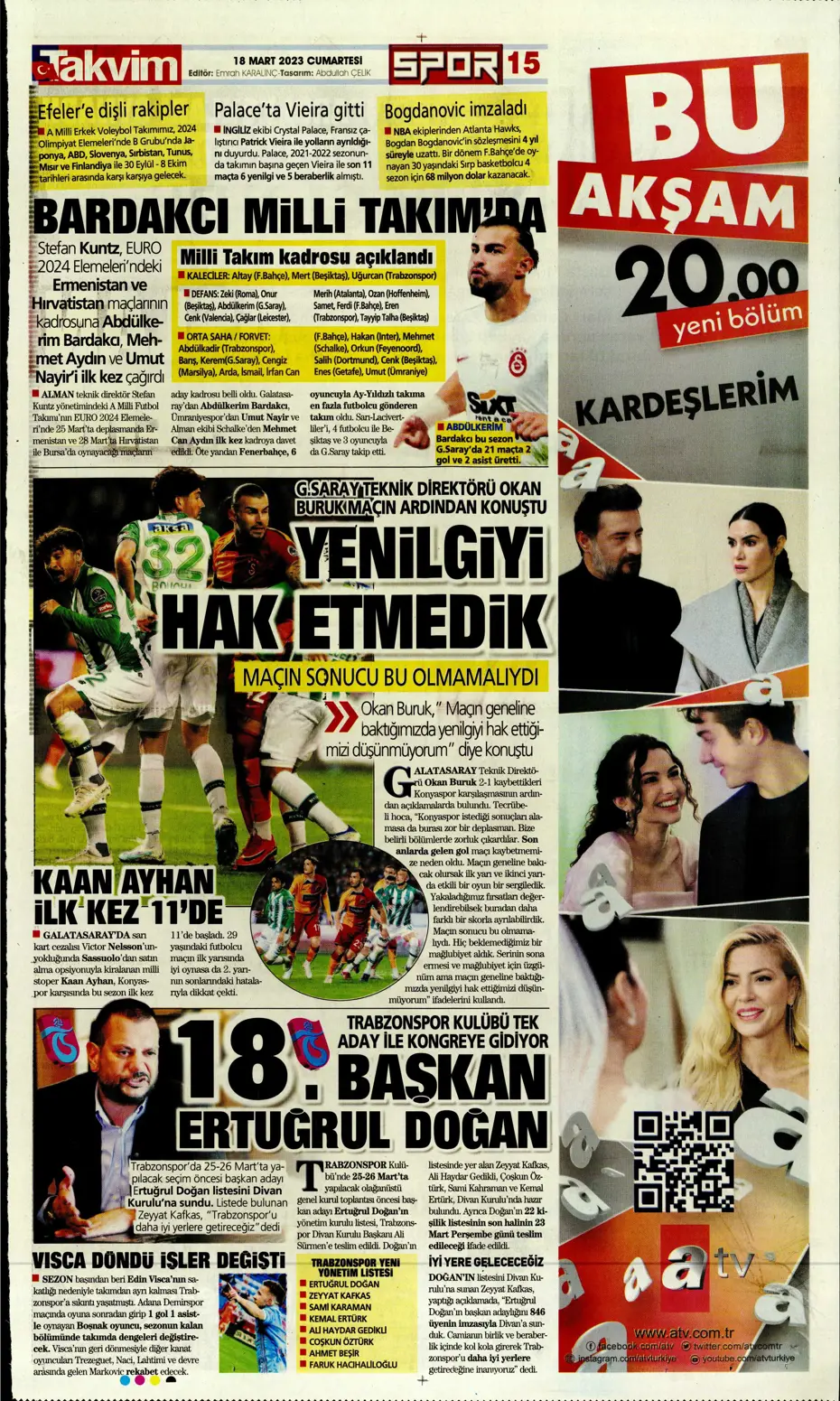 "Aslan yıkıldı" - Gazete manşetleri (18 Mart 2023) - 33