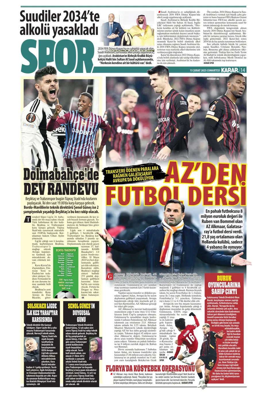 "Cimbom'da OHAL ilanı" | Sporun manşetleri (15 Şubat 2025) - 20