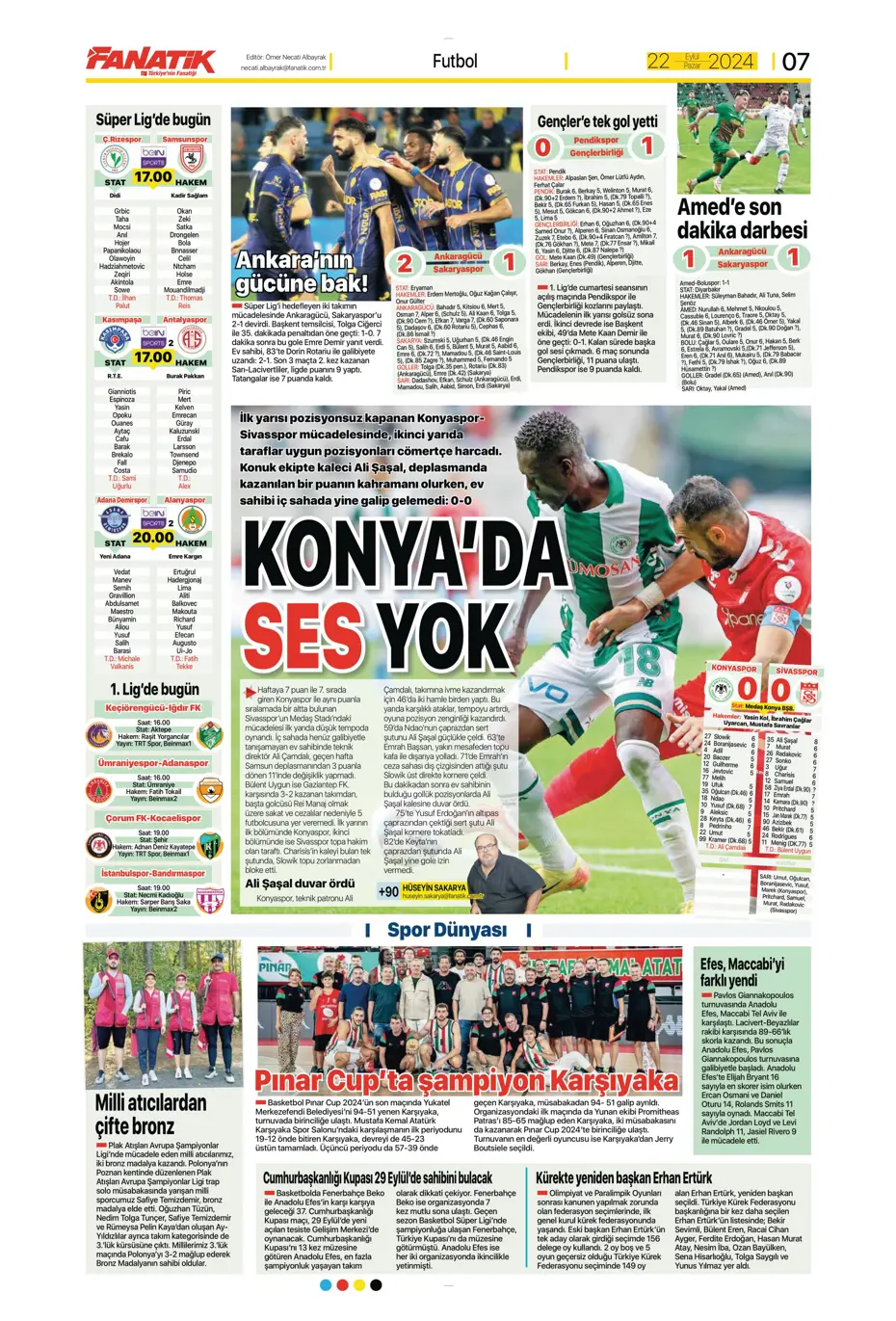 "Şampiyon Kadıköy'ü selamladı!" | Sporun manşetleri (22 Eylül 2024) - 9