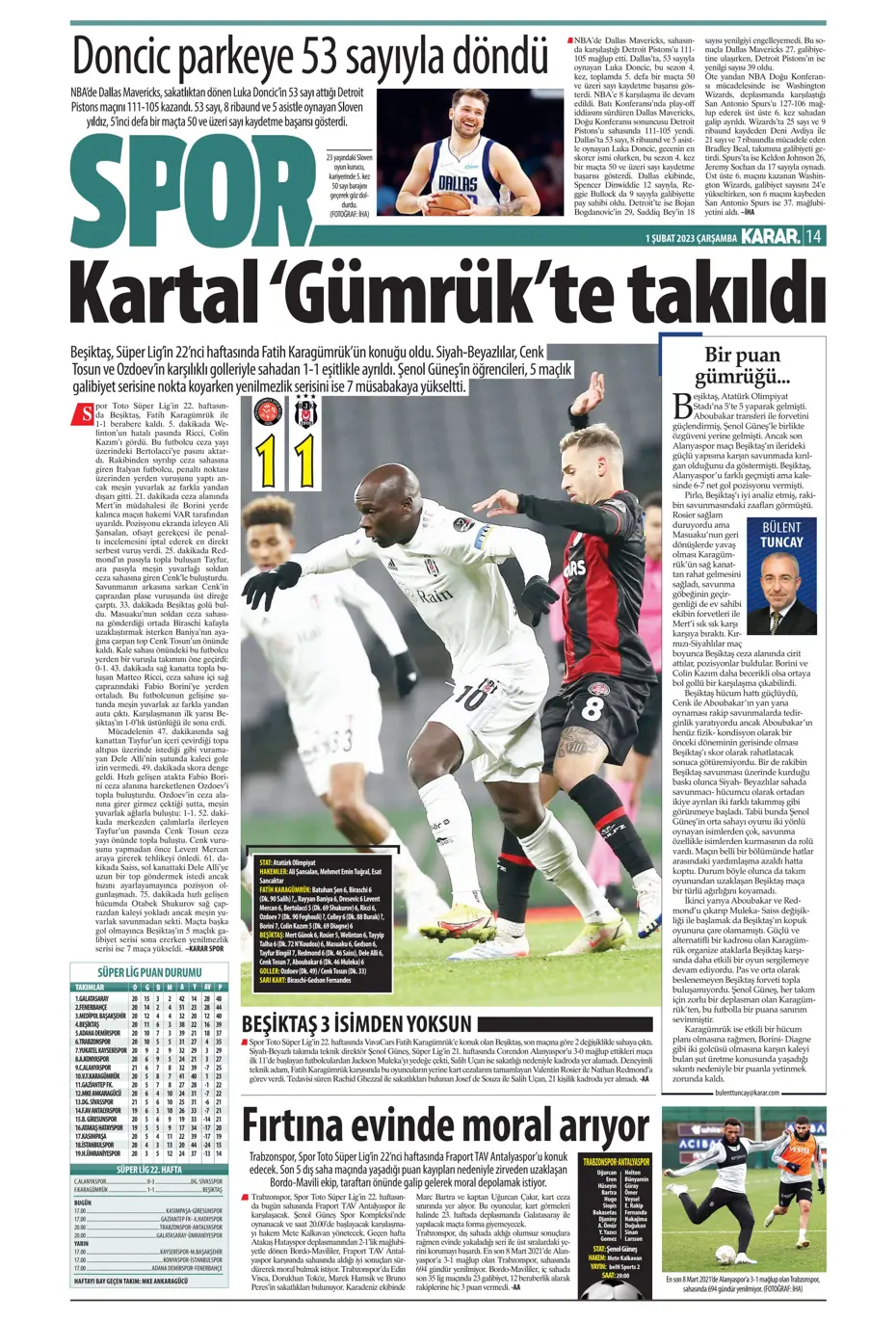 Sporun Manşetleri (1 Şubat 2023) - 23