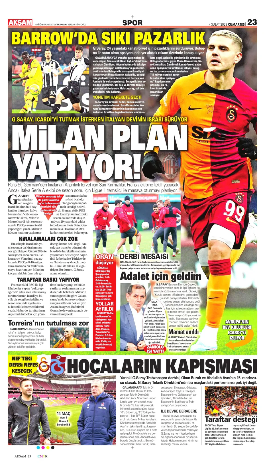 Sporun Manşetleri (4 Şubat 2023) - 1
