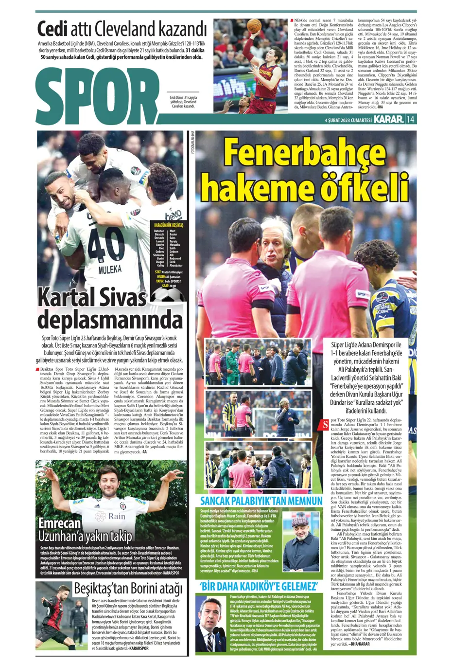 Sporun Manşetleri (4 Şubat 2023) - 20