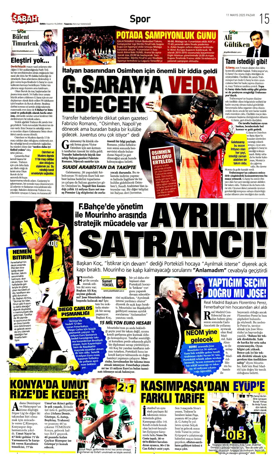 "Cimbom şampiyo..." | Sporun manşetleri - 27