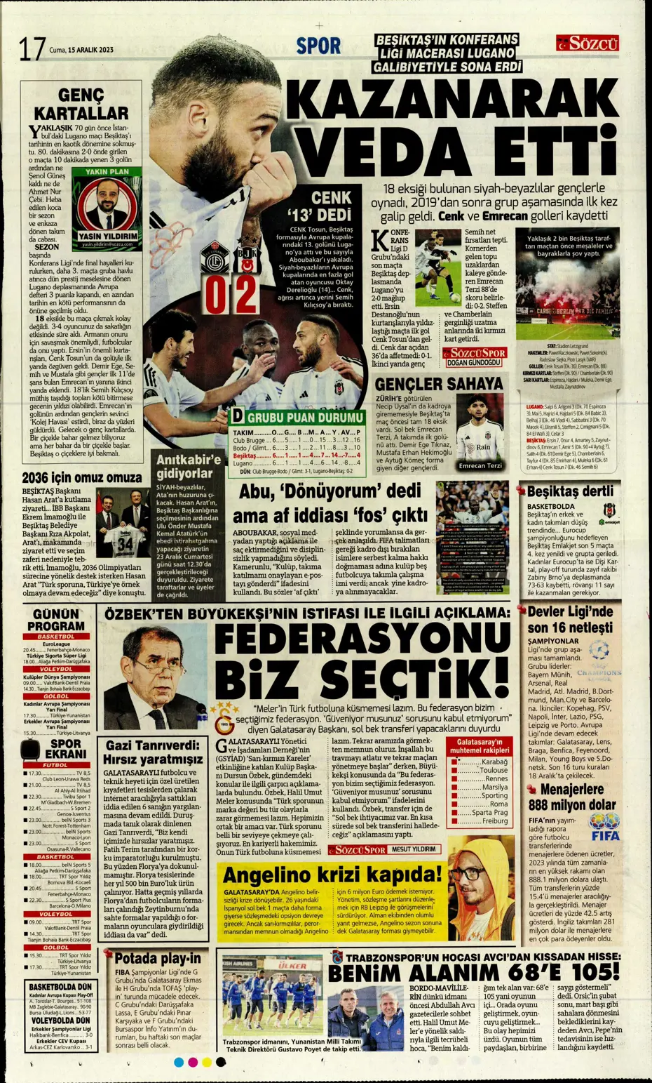 "Aslan'dan Jorginho bombası" | Sporun manşetleri (15 Aralık 2023) - 31