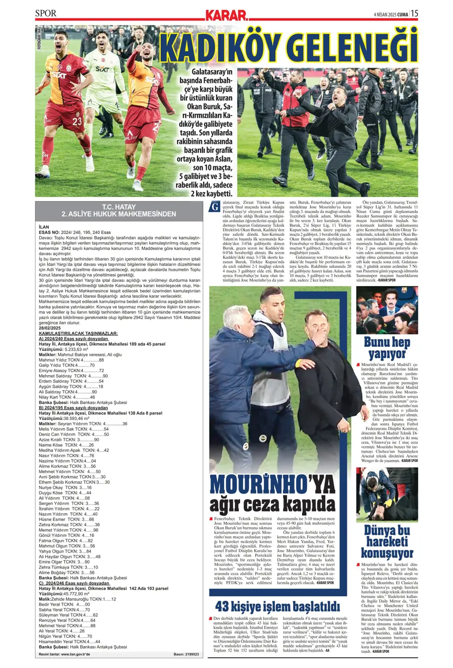 "Derbideki kavgalara ağır fatura" | Sporun manşetleri - 23