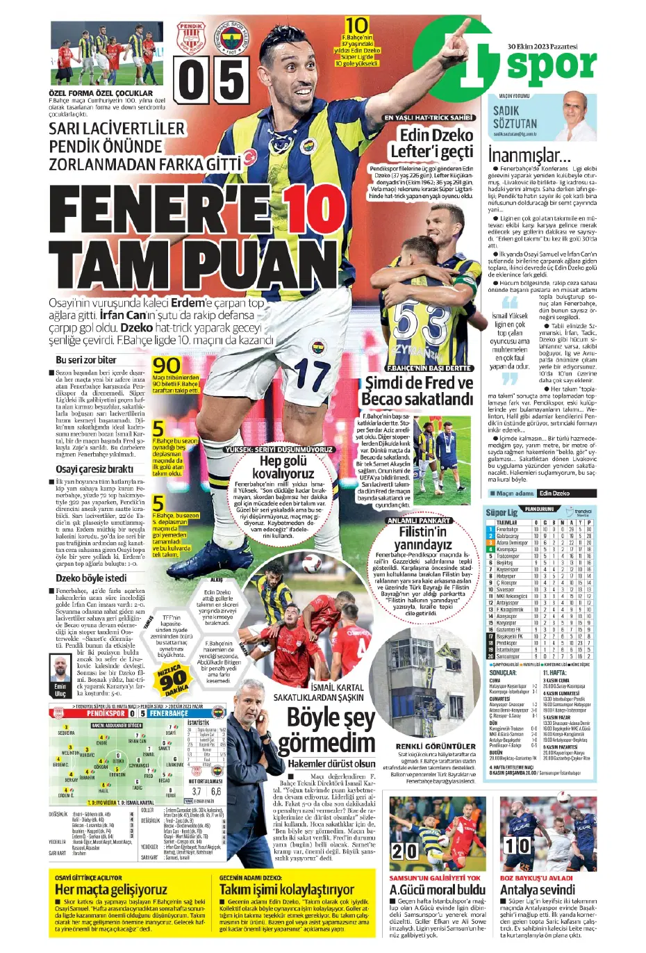 "Fenerbahçe kasırgası" | Sporun manşetleri (30 Ekim 2023) - 31