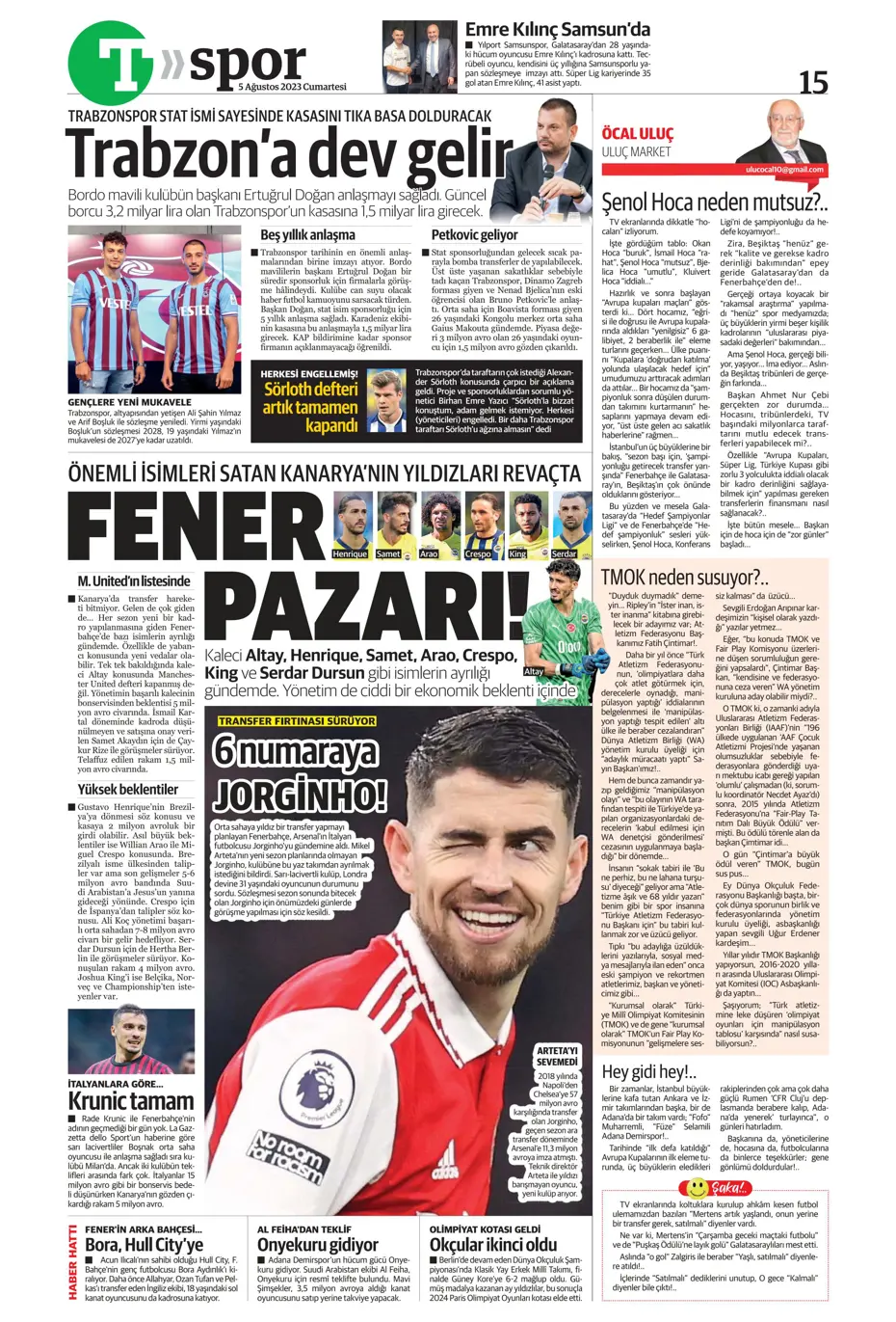 "Fener'e yıldız yağmuru" | Sporun Manşetleri (5 Ağustos 2023) - 29