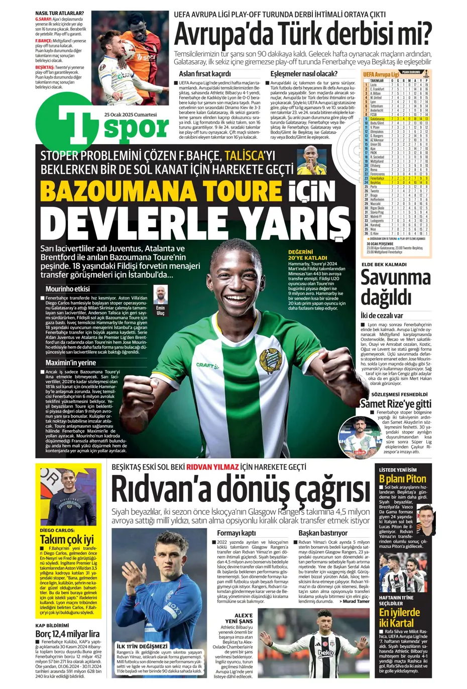 "UEFA bizi birbirimize düşürecek!" | Sporun manşetleri (25 Ocak 2025) - 32