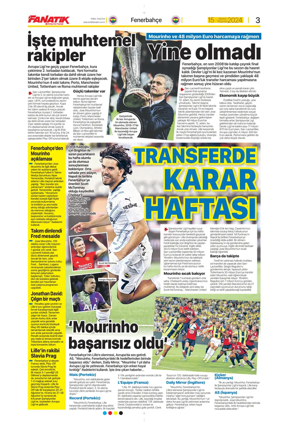 "Muci'yle yol ayrımı" | Sporun manşetleri (15 Ağustos 2024) - 4