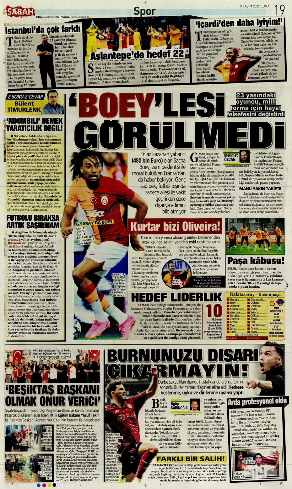 "Chelsea'nin sol beki Aslan'a" | Sporun manşetleri (3 Kasım 2023) - 16