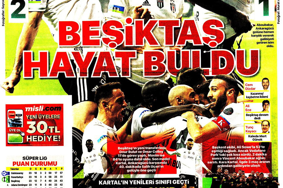 "Beşiktaş hayat buldu" - Sporun manşetleri