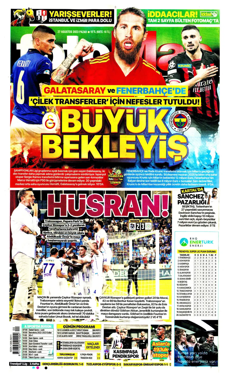 "Mertens sürprizi" | Sporun manşetleri (27 Ağustos 2023) - 10