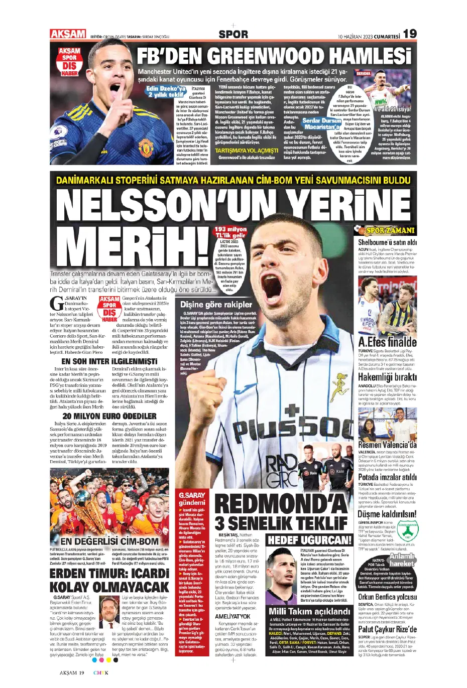 "Nelsson'un yerine Merih Demiral" | Sporun manşetleri (10 Haziran 2023) - 3