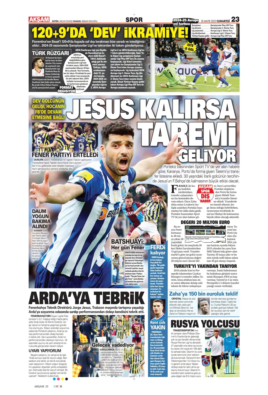 "Aslan'dan dev hamle" Günün spor manşetleri (20 Mayıs 2023) - 3