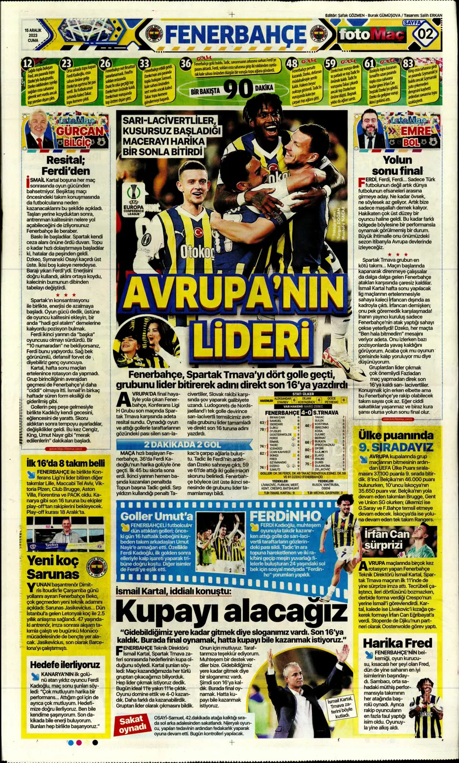 "Aslan'dan Jorginho bombası" | Sporun manşetleri (15 Aralık 2023) - 13