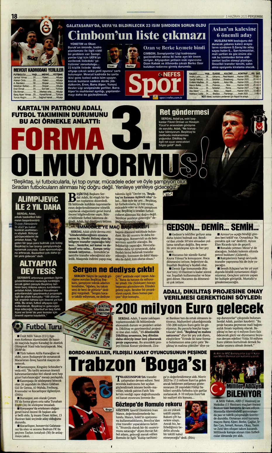 "Fenerbahçe'den Boniface bombası" | Sporun manşetleri (5 Haziran 2025) - 23