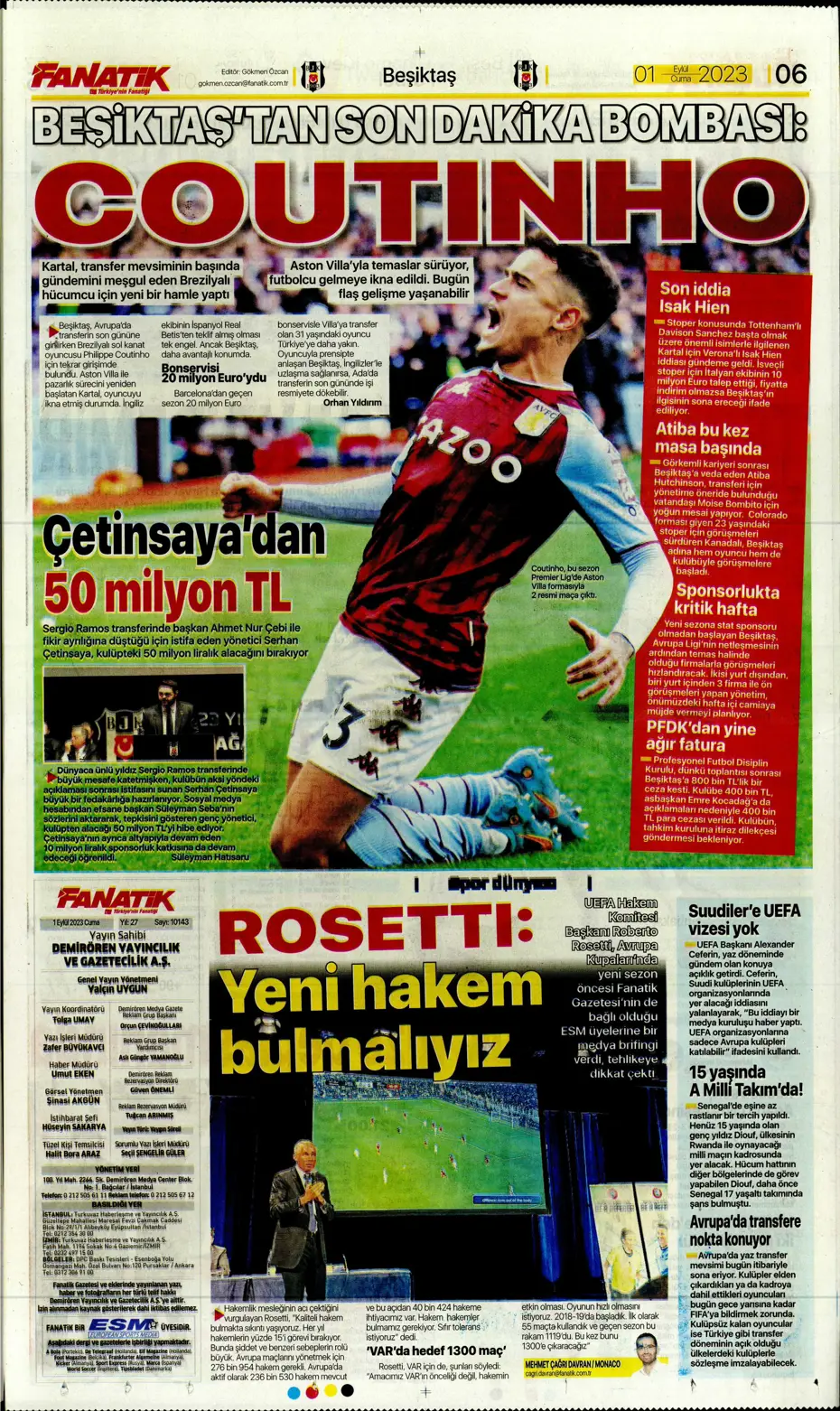 "Sergio Ramos'a '2 Eylül'e kadar cevabını ver' resti" | Sporun manşetleri (1 Eylül 2023) - 7 "Sergio Ramos'a '2 Eylül'e kadar cevabını ver' resti" | Sporun manşetleri (1 Eylül 2023) - 7