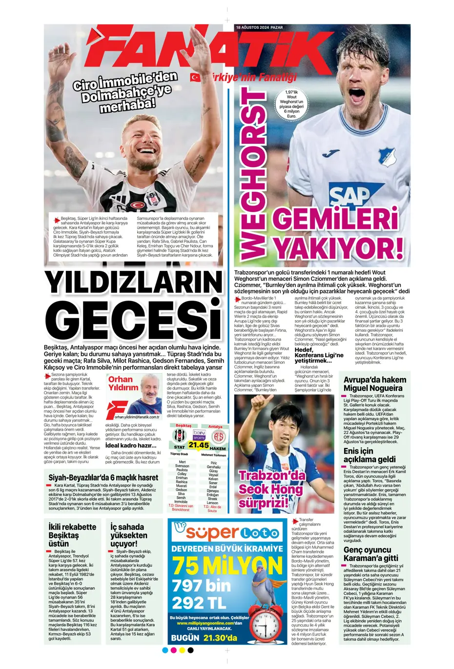 "Aslan'da Ziyech bilmecesi" | Sporun manşetleri (18 Ağustos 2024) - 9 "Aslan'da Ziyech bilmecesi" | Sporun manşetleri (18 Ağustos 2024) - 9