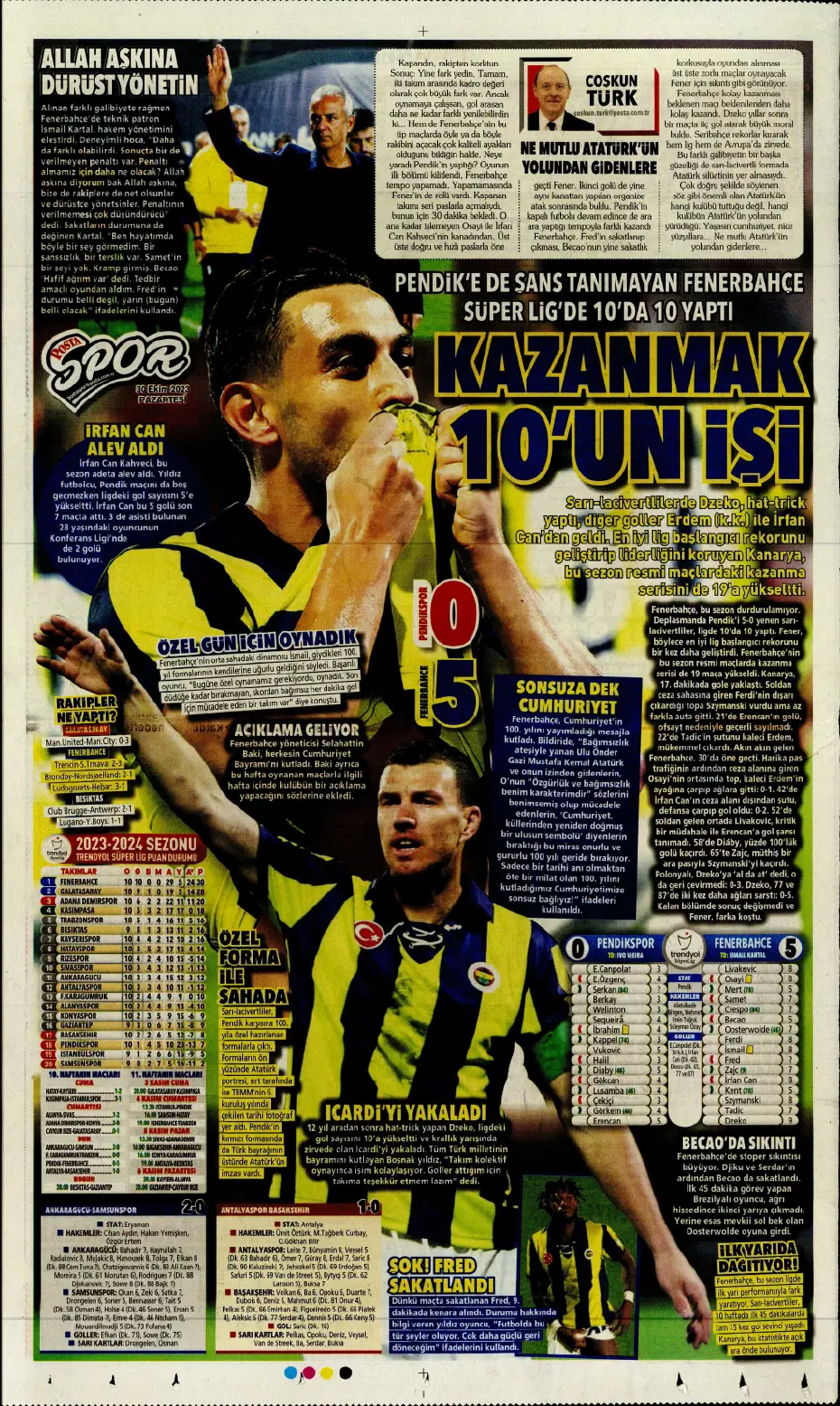 "Fenerbahçe kasırgası" | Sporun manşetleri (30 Ekim 2023) - 21