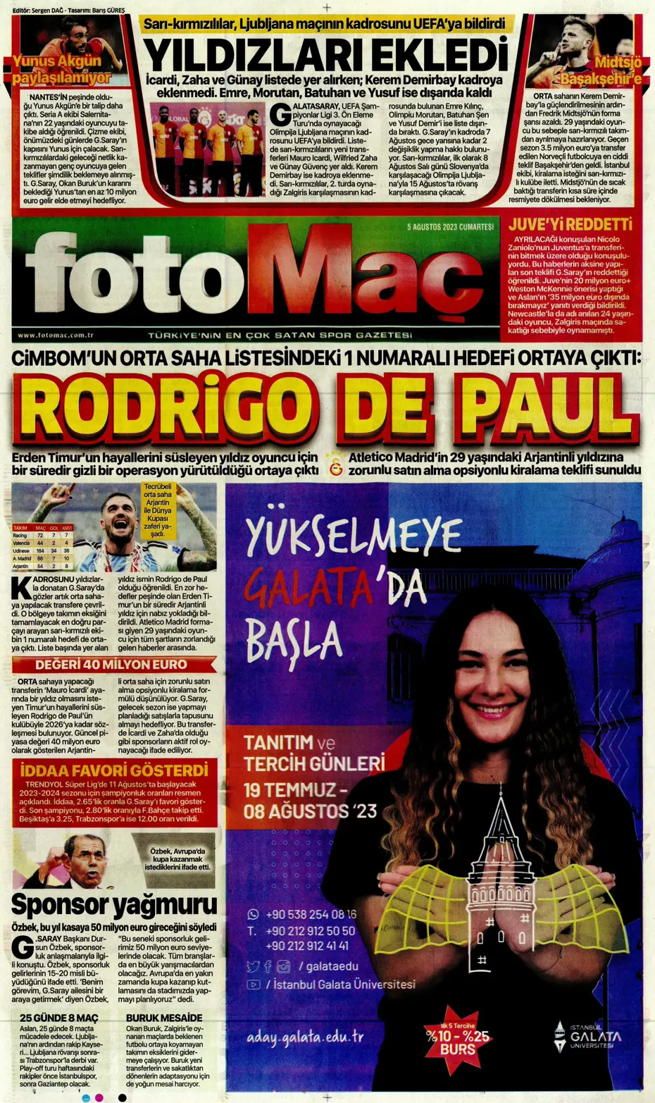 "Fener'e yıldız yağmuru" | Sporun Manşetleri (5 Ağustos 2023) - 14