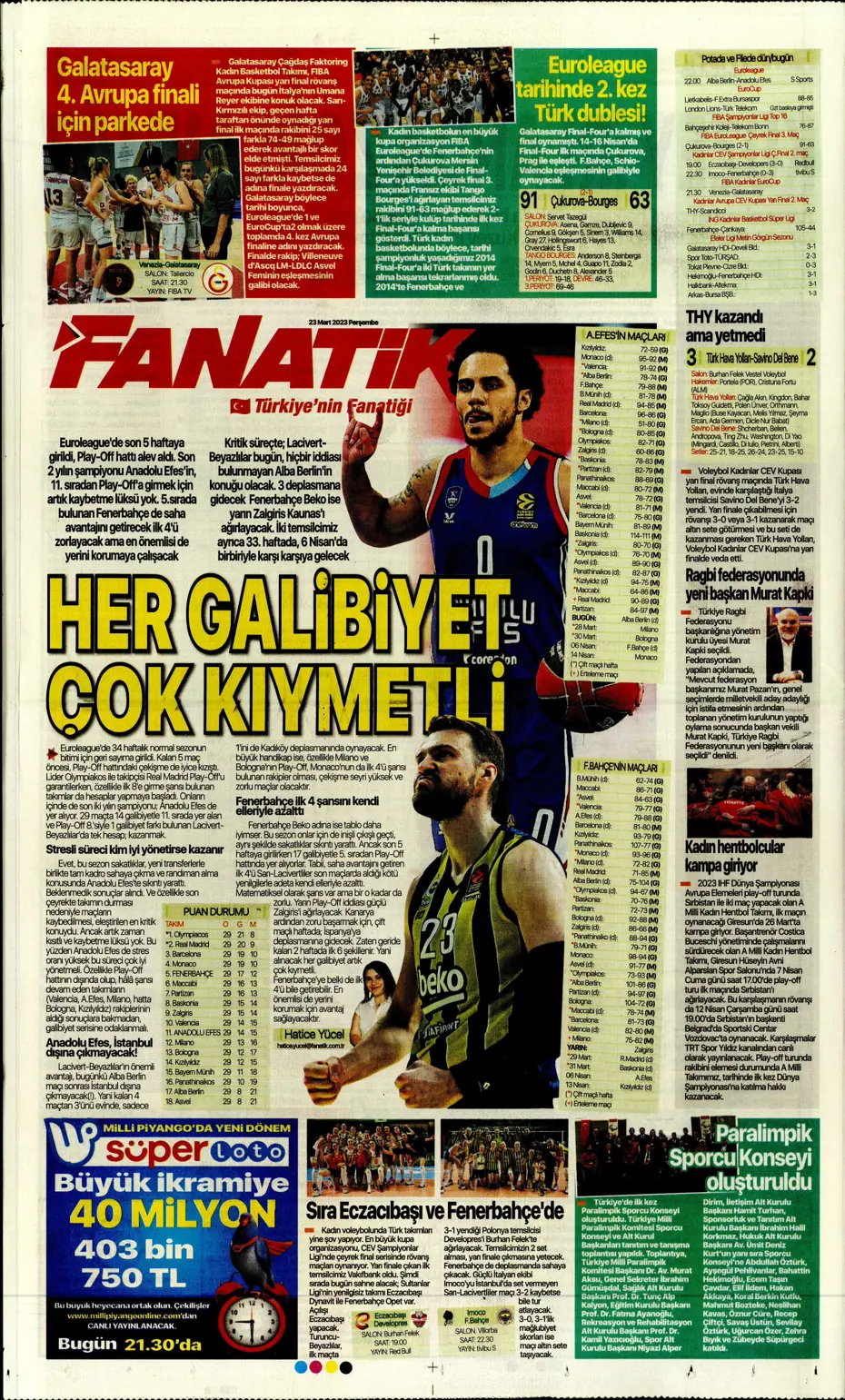 "Jesus'un derbi motivasyonu" - Gazete manşetleri (23 Mart 2023) - 7