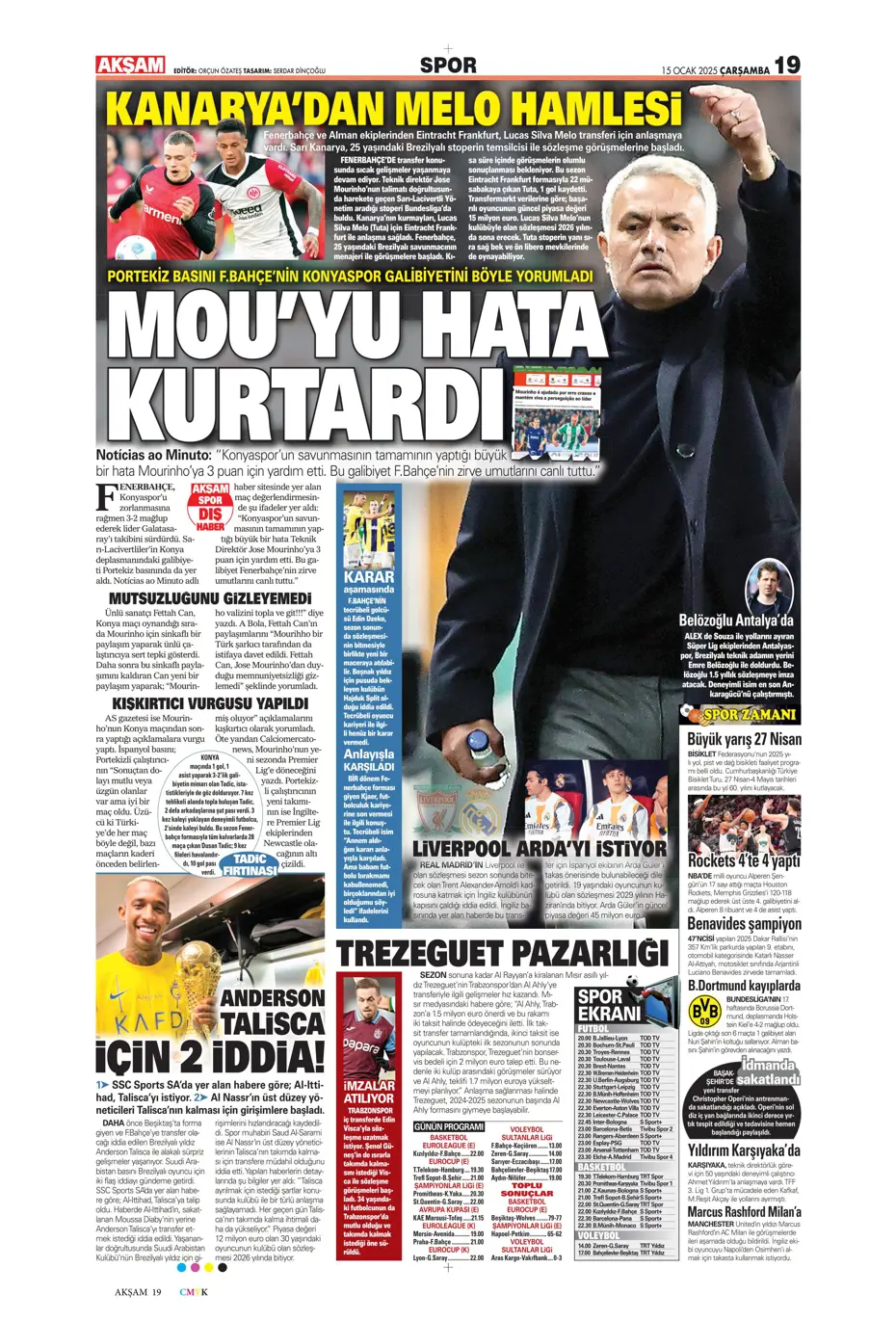 "Fenerbahçe'de yeni hedef Koki Machida" | Sporun manşetleri - 5 "Fenerbahçe'de yeni hedef Koki Machida" | Sporun manşetleri - 5