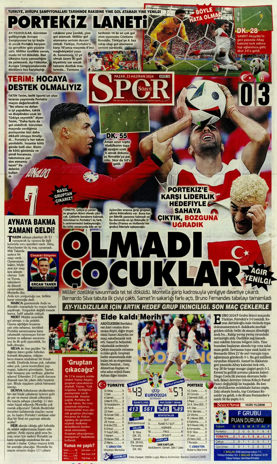 "Liderlik gitti tur elimizde" | Sporun Manşetleri (23 Haziran 2024) - 41