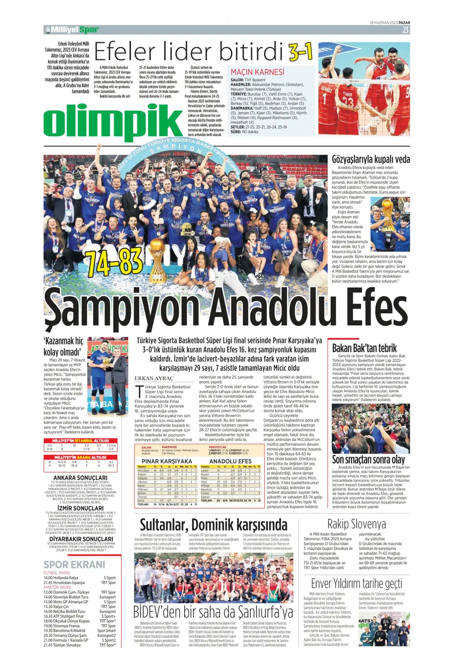 "Dzeko bavulları topluyor" Sporun manşetleri (18 Haziran 2023) - 18