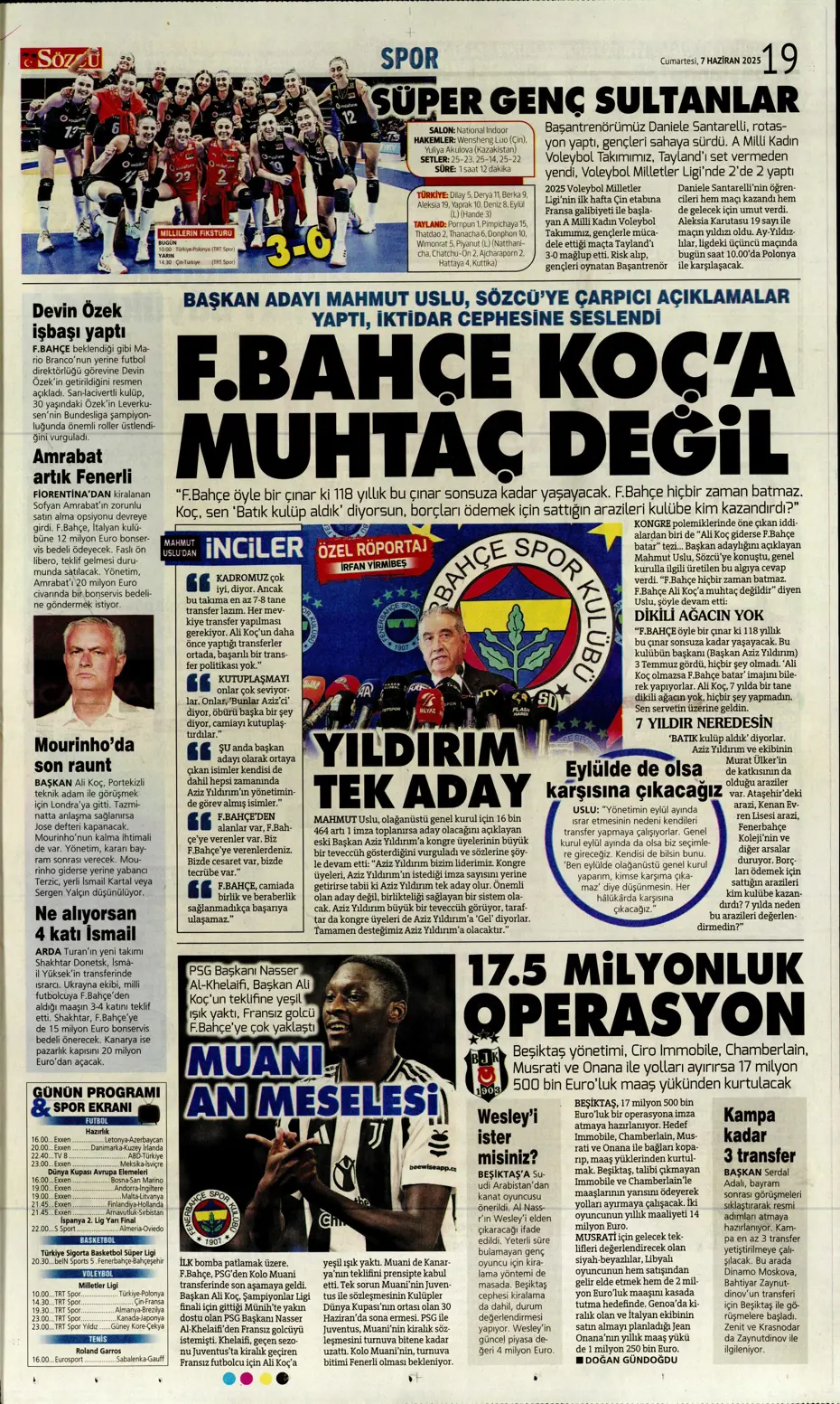 "Osayi, Beşiktaş'a doğru" | Sporun manşetleri (7 Haziran 2025) - 28