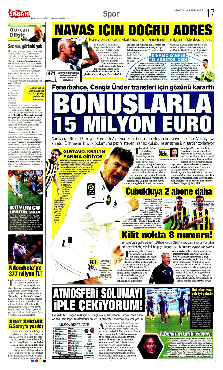 "Adım adım Devler Ligi'ne" | Sporun Manşetleri - 29