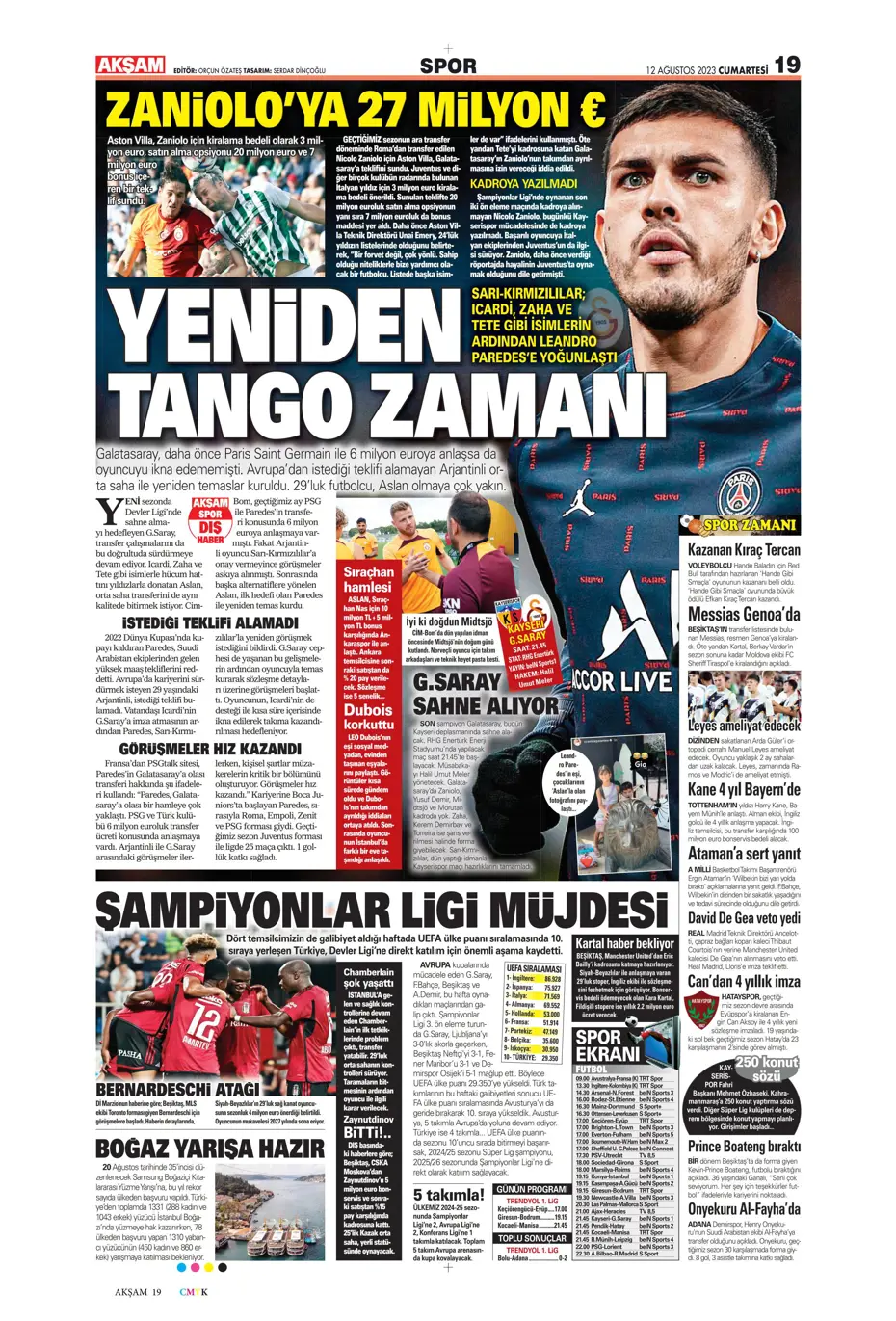 "Galatasaray'la anlaştım, bırakın gideyim" | Sporun manşetleri (12 Ağustos 2023) - 4