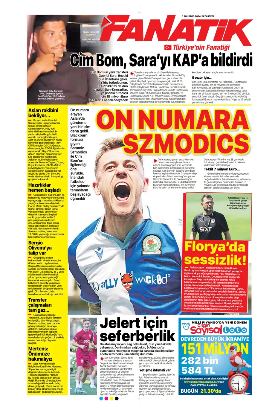 "Galatasaray'da sıradaki transfer Szmodics" | Sporun manşetleri - 12 "Galatasaray'da sıradaki transfer Szmodics" | Sporun manşetleri - 12