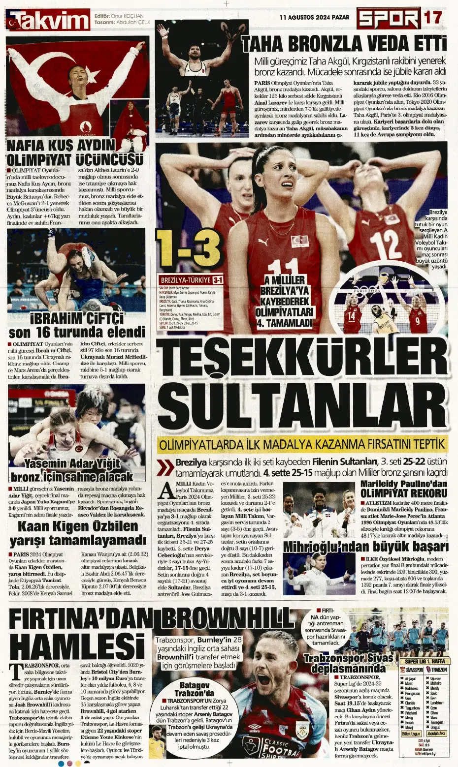 "Mou varsa fire yok" | Sporun manşetleri (11 Ağustos 2024) - 29