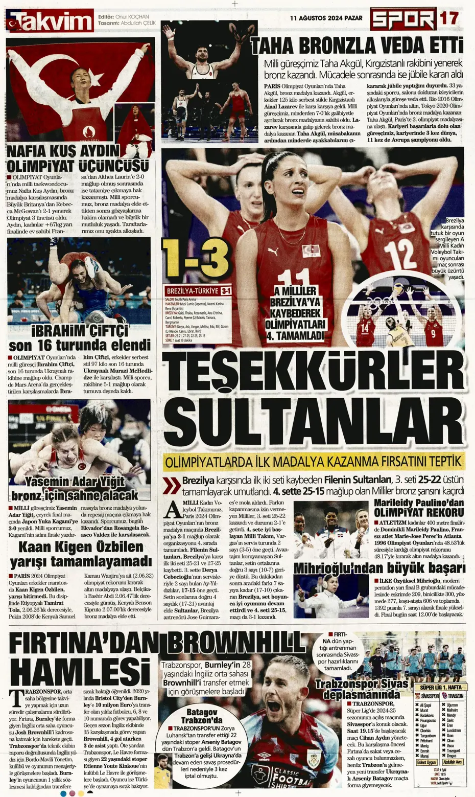 "Mou varsa fire yok" | Sporun manşetleri (11 Ağustos 2024) - 42