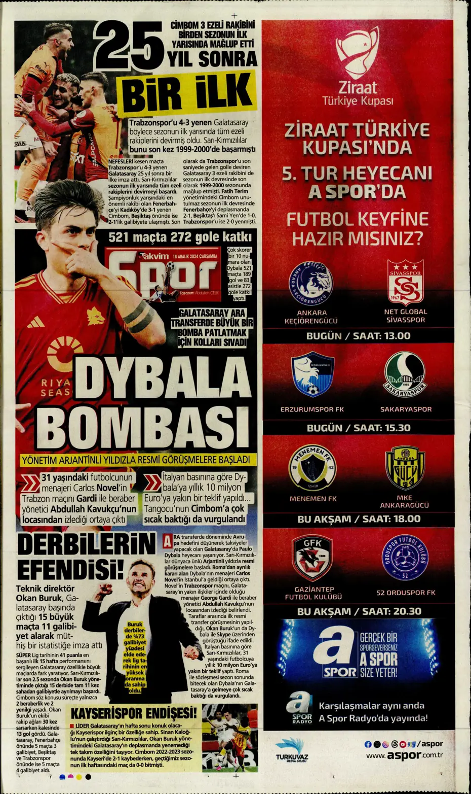 "Aslan Dybala'yı getiriyor" | Sporun manşetleri - 31