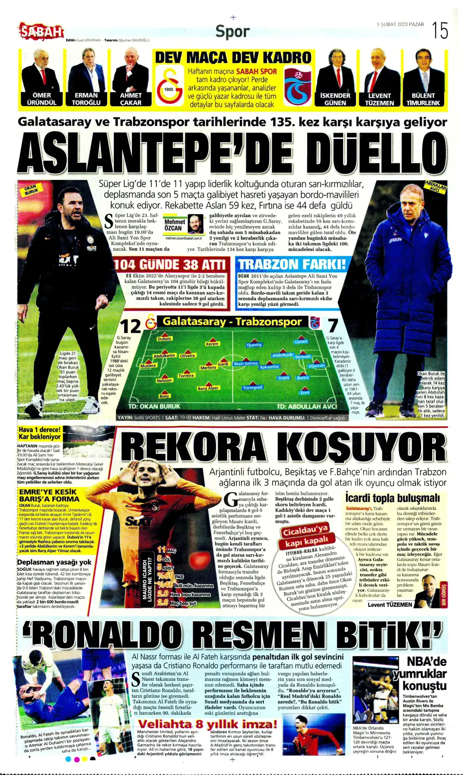 Sporun Manşetleri (5 Şubat 2023) - 36