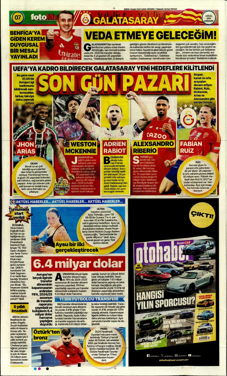 "Dünya Osimhen'i konuşuyor" | Sporun manşetleri (4 Eylül 2024) - 14