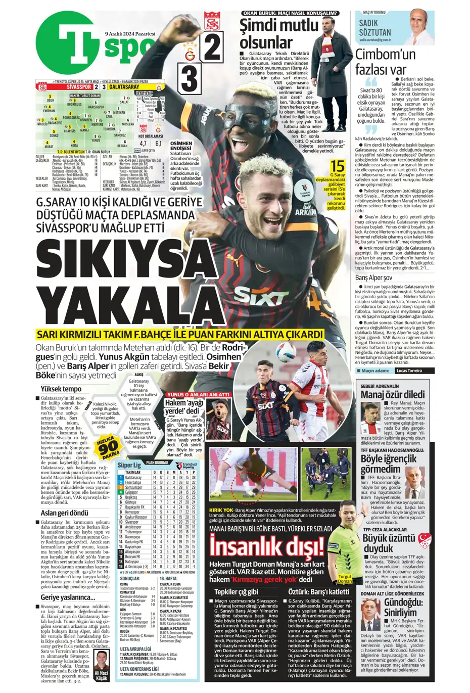 "Hakem katliamı" | Sporun manşetleri - 26