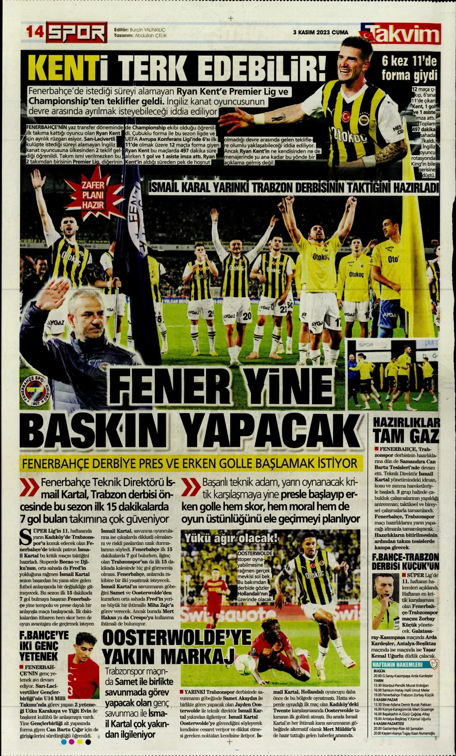 "Chelsea'nin sol beki Aslan'a" | Sporun manşetleri (3 Kasım 2023) - 21