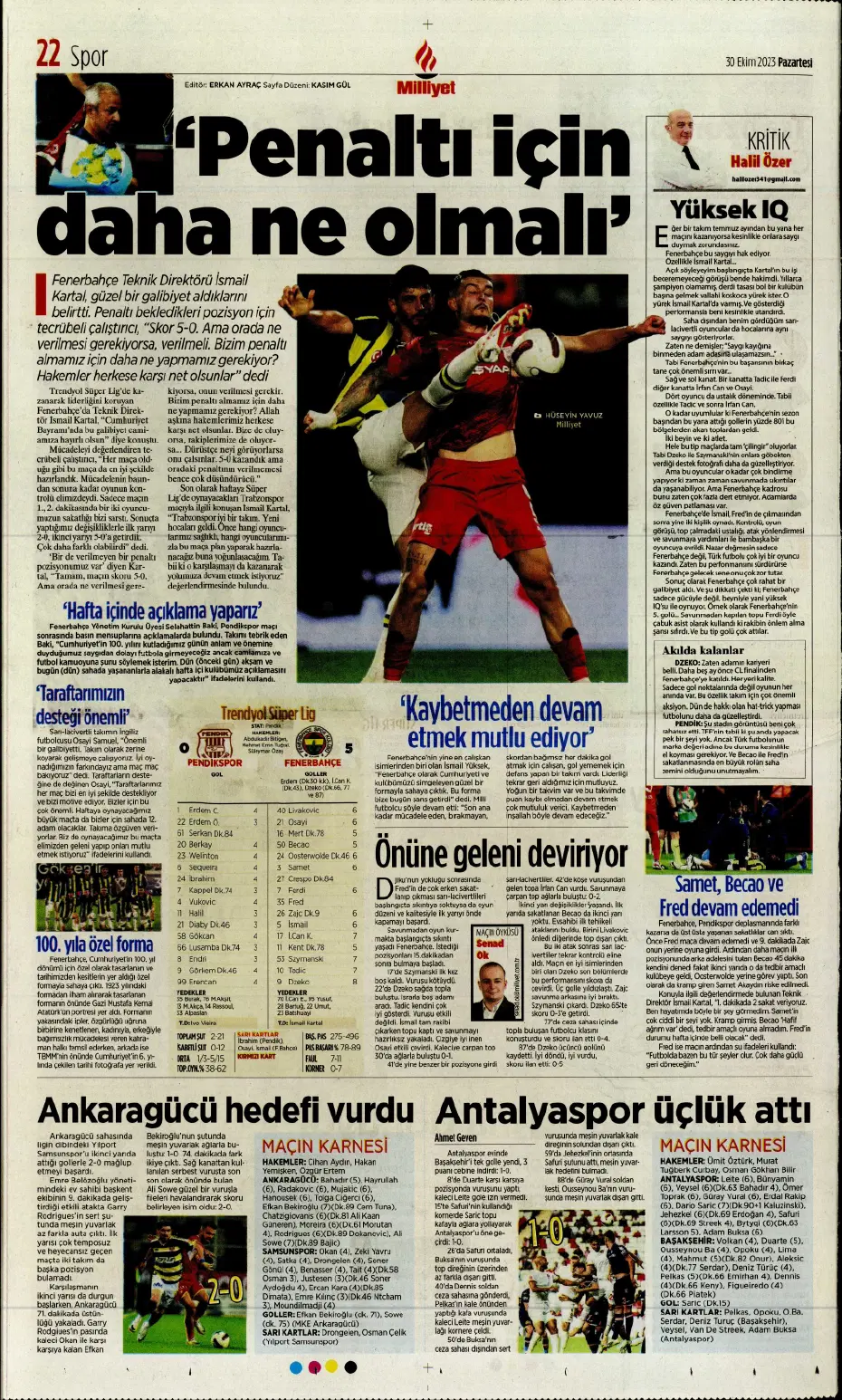 "Fenerbahçe kasırgası" | Sporun manşetleri (30 Ekim 2023) - 19