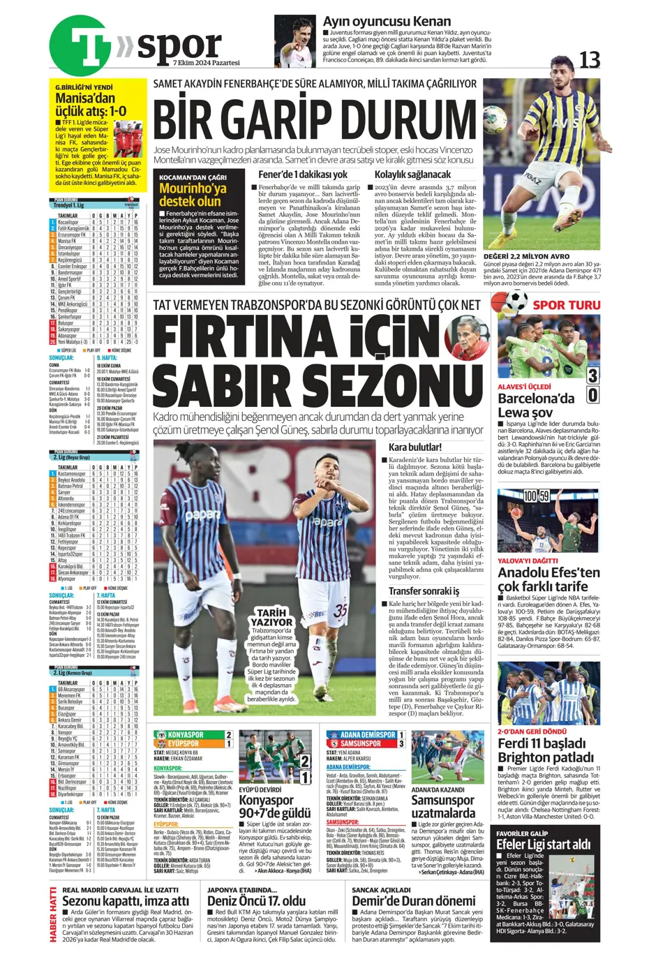 "Mourinho'dan Samsunspor'a yeni sistem" | Sporun manşetleri - 40