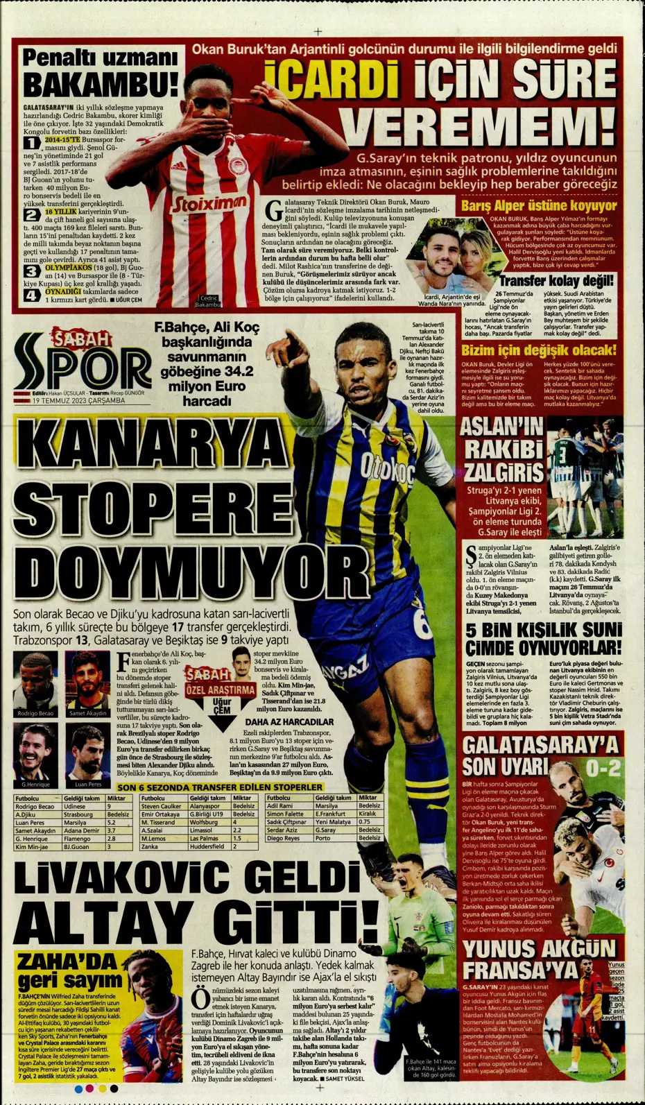 "Dünya Fenerbahçeliler Günü'nde taraftarlara 3 yıldız hediye" | Sporun manşetleri (19 Temmuz 2023) - 22 "Dünya Fenerbahçeliler Günü'nde taraftarlara 3 yıldız hediye" | Sporun manşetleri (19 Temmuz 2023) - 22