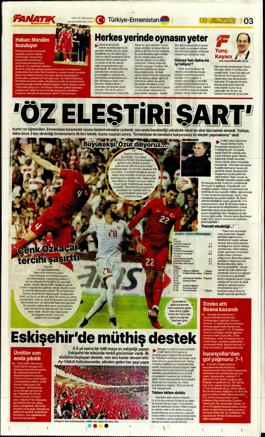 "Kuntz'un eseri" | Sporun manşetleri (9 Eylül 2023) - 5